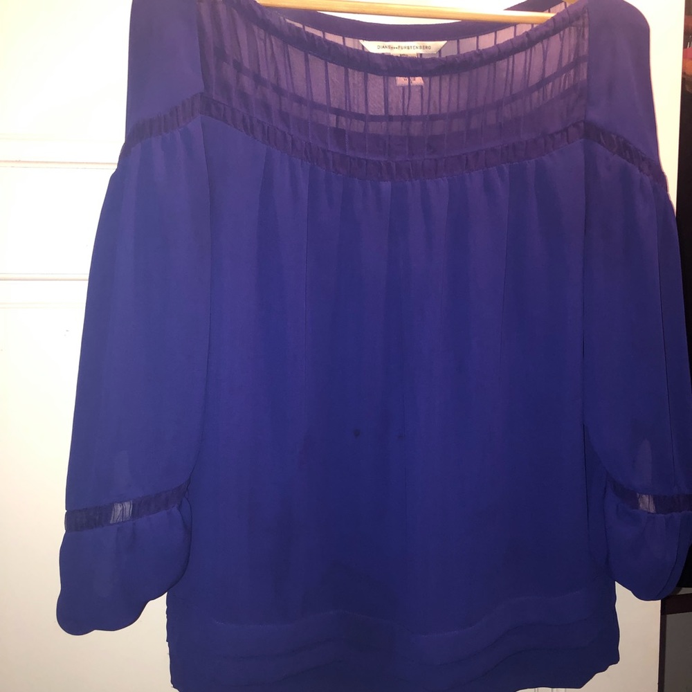 Diane von Furstenberg purple silk top, size 12